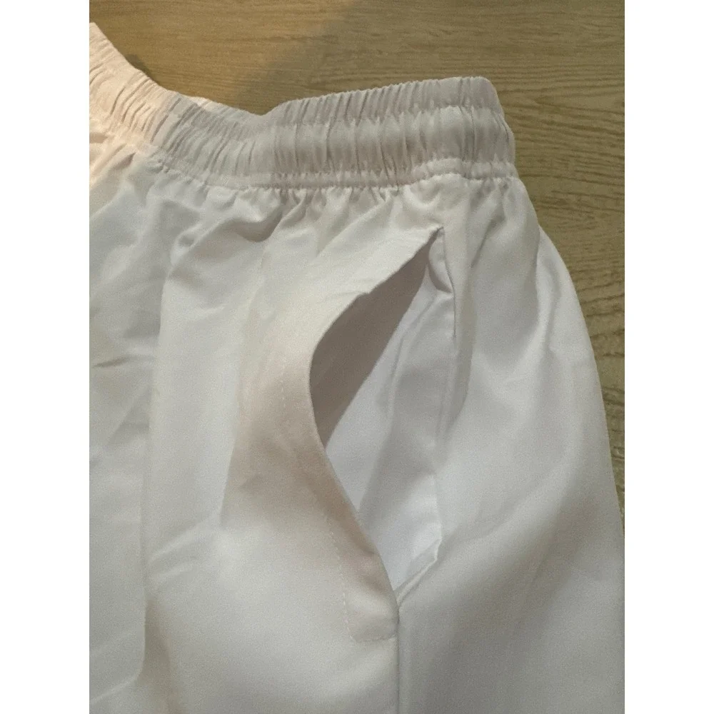 Nike Dri-FIT Mens Athletic Shorts White Navy Stripe‎ Elastic Waist Size S